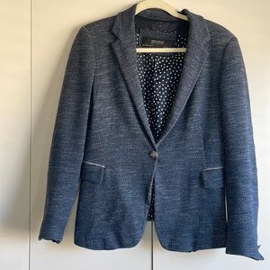 ZARA - Basic Navy Blue Elbow Patch Blazer